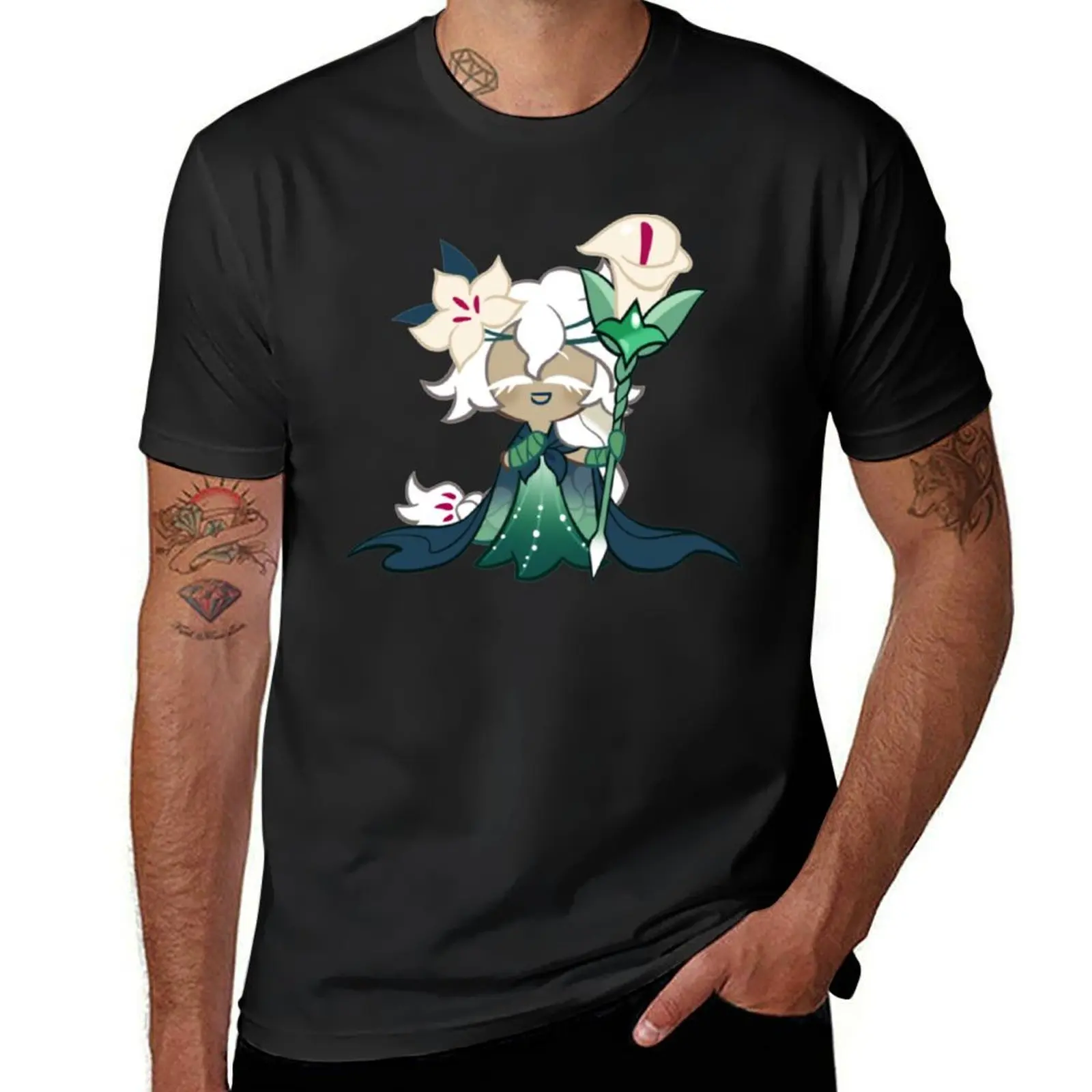 White Lily Cookie! Cookie Run Kingdom T-Shirt plain summer top mens white t shirts