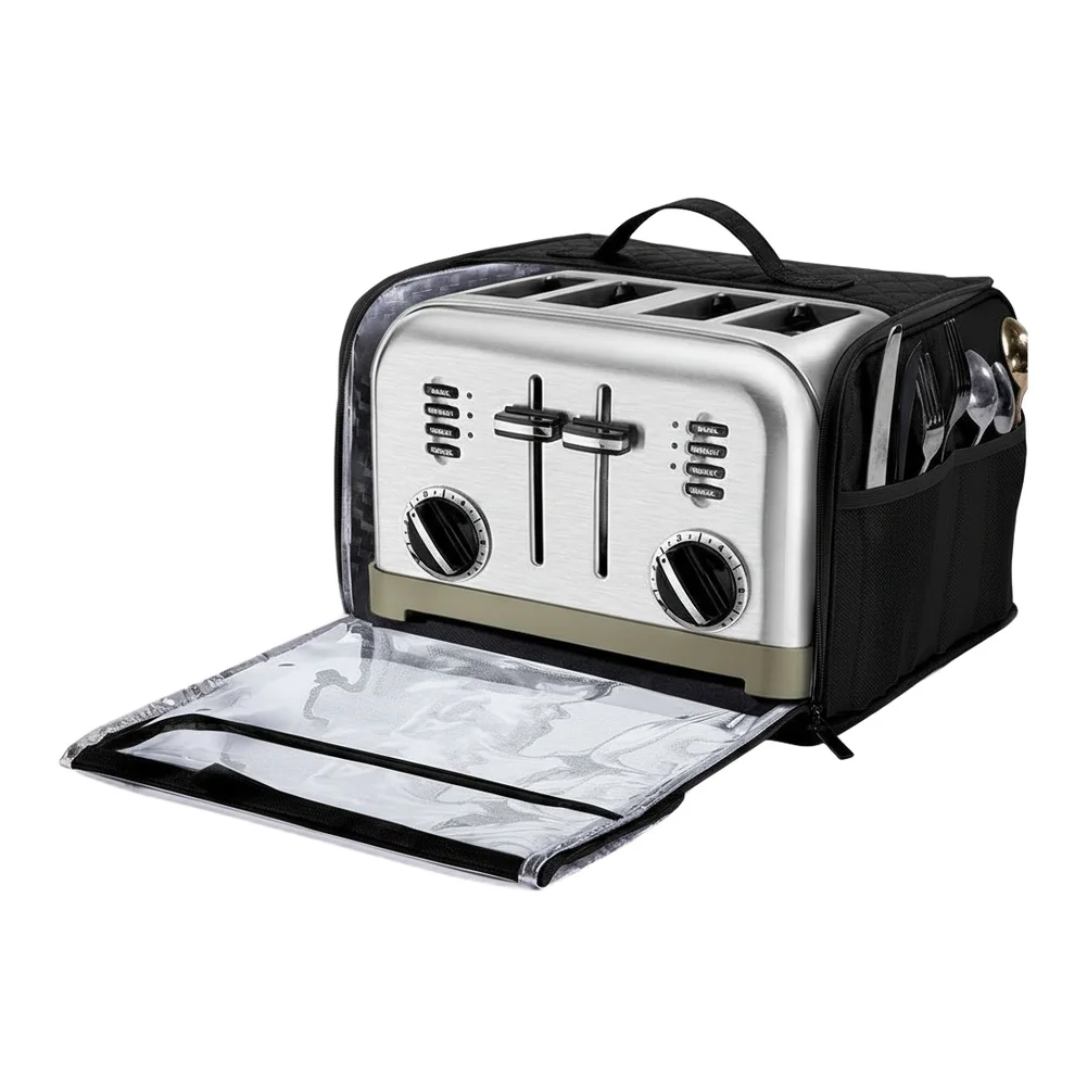 

For 4 Slice Wide Slot Toaster Cover with Dust Proof Design Transparent Zipper Seal and Easy Handling Top Handle