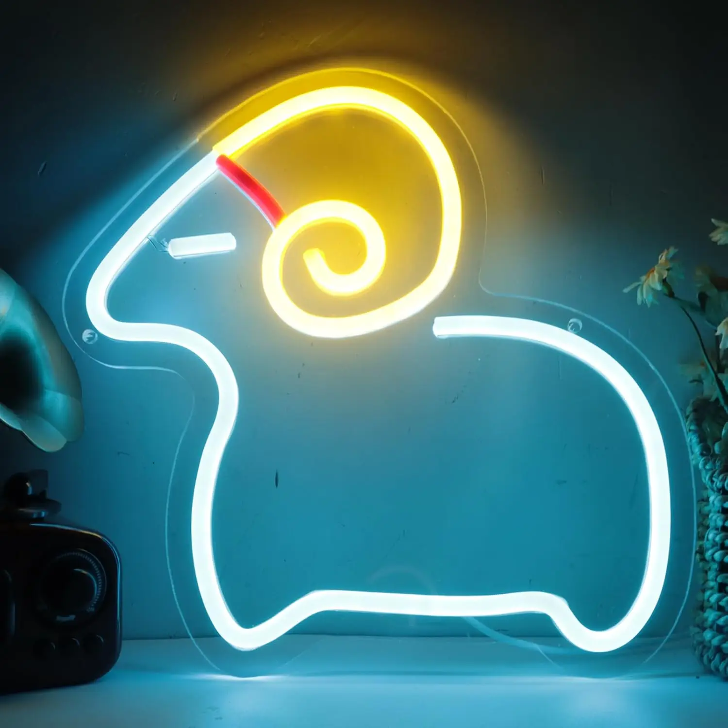 

Goat Neon Signs Sheep Animal LED Neon Lights for Room Wall Decor Game Room Bedroom School Decoration Birthday Gifts for Children