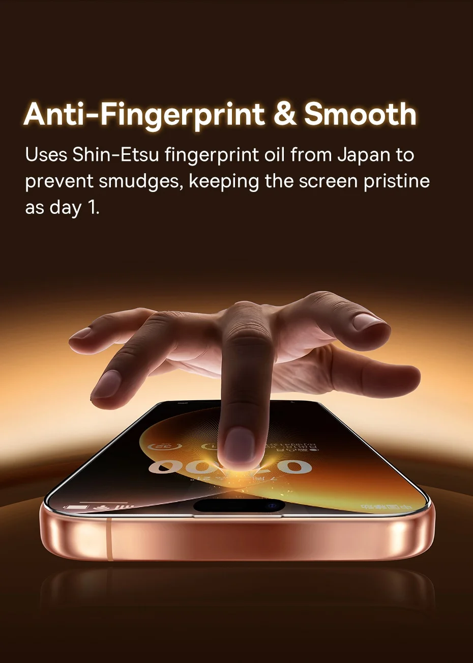 Baseus 0,4 mm Corning gehärtetes Glas für iPhone 17, 16, 15, 14, 13 Pro Max Plus Displayschutzfolie, Anti-Peeping-Auto-Installationsfolie – Detail 13