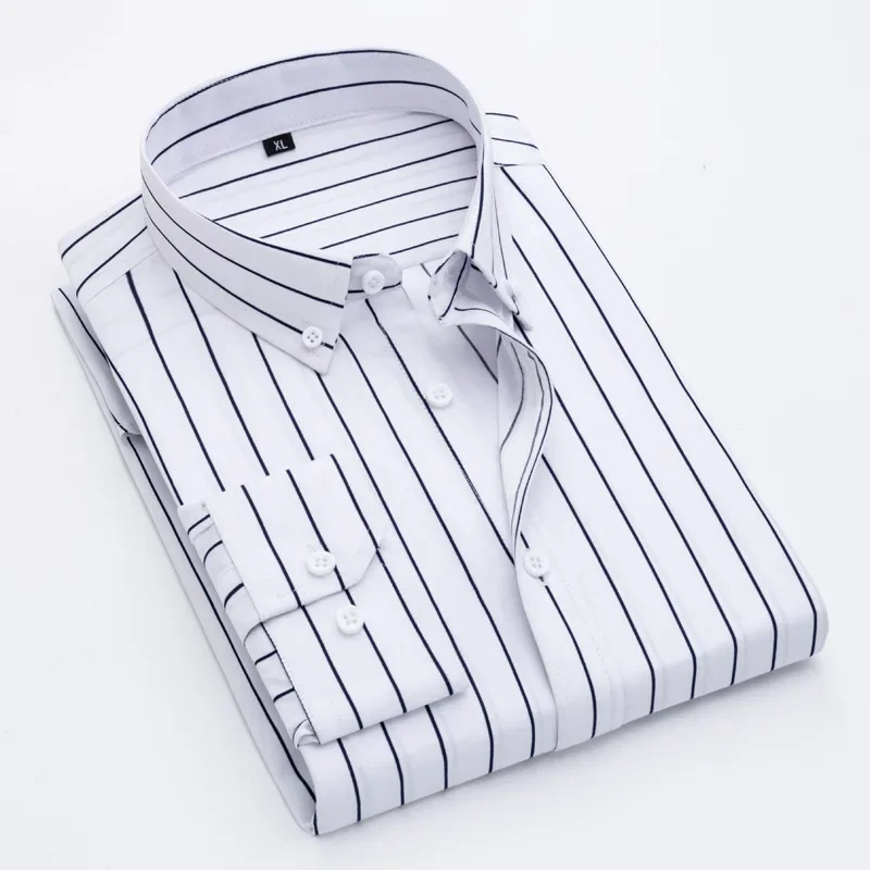 Custom Suit Shirt Vertical Stripes Casual Long Sleeve Shirt Slim Fit Long Sleeve