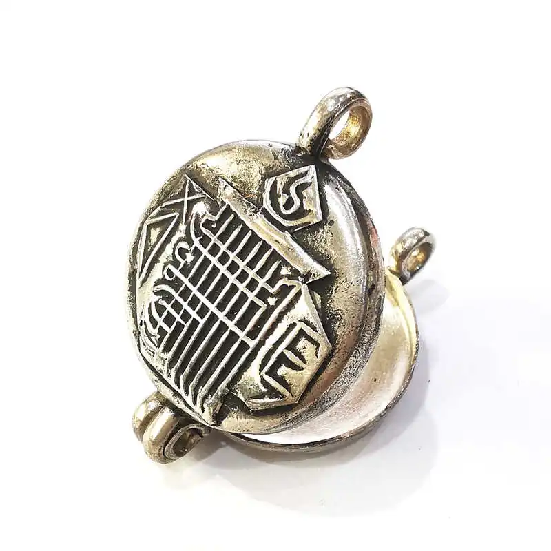 Tibetan Amulet Prayer Box Locket KALACHAKRA and Endless Knots Gau TGB036