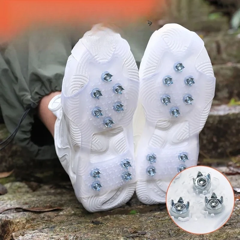 10 مقابض جر الثلج ذات المسامير الفولاذية، الأشرطة الجليدية المضادة للانزلاق للمشي لمسافات طويلة، المشي على الجليد والثلج، معدات آمنة للشتاء في الهواء الطلق #1