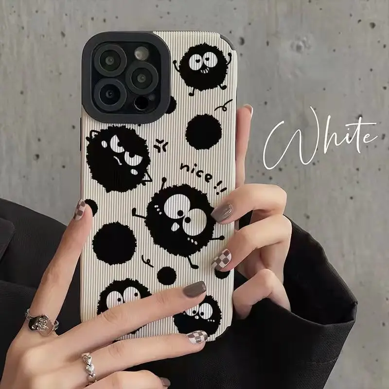 Fashion Cute Coal Ball Phone Case For iPhone 15 14 13 Pro Max 11 12 Mini X XS XR 7 8 Plus SE Shockproof Soft Silicone Cover