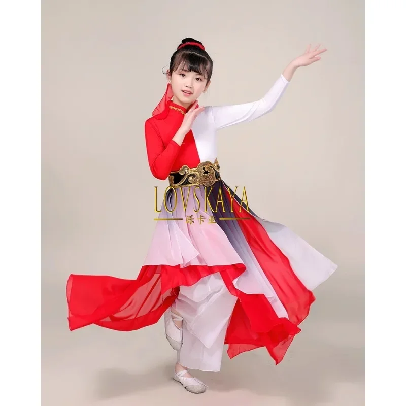 Traje de dança chinesa para crianças, grupo de fãs, novo