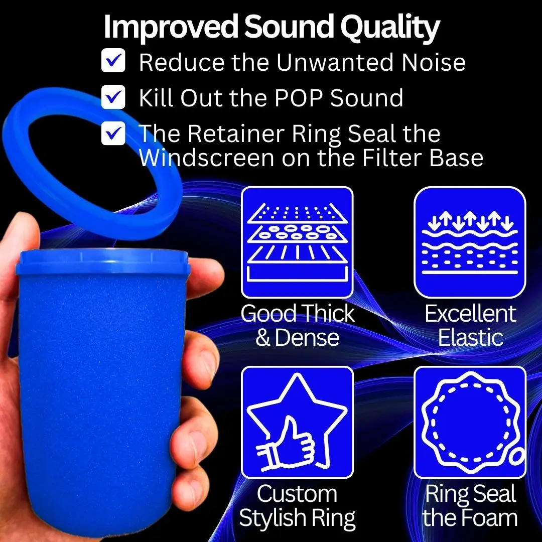 Schiuma ad alta densità per parabrezza SM7dB per Shure SM7B, MV7, copertura per microfono con supporto SM7dB con anello di fissaggio in plastica, filtro anti-pop per podcast