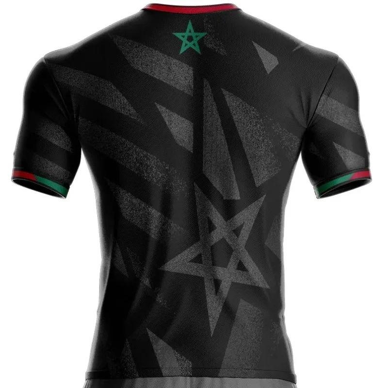 قمصان مشجعي كرة القدم الأفريقية المطبوعة ثلاثية الأبعاد، قمصان بأكمام قصيرة ورقبة على شكل حرف V، قمصان تدريب يومية بأكمام قصيرة لكرة القدم #2