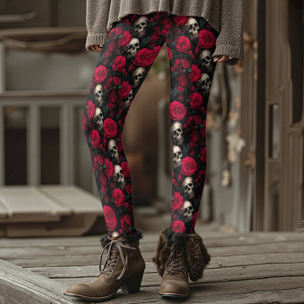 القوطية روز الجمجمة الحرارية طماق للنساء منفعل الشتاء الشارع الشهير هالوين حفلة الزي الهيب هوب جوارب مثيرة سليم صالح السراويل #6