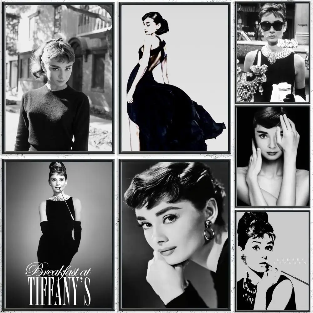 Iconic Celebrity A-Audrey HepburnS Poster HD Self-Adhesive No Residue After Removal Ideal for All Kinds of Wall Decor