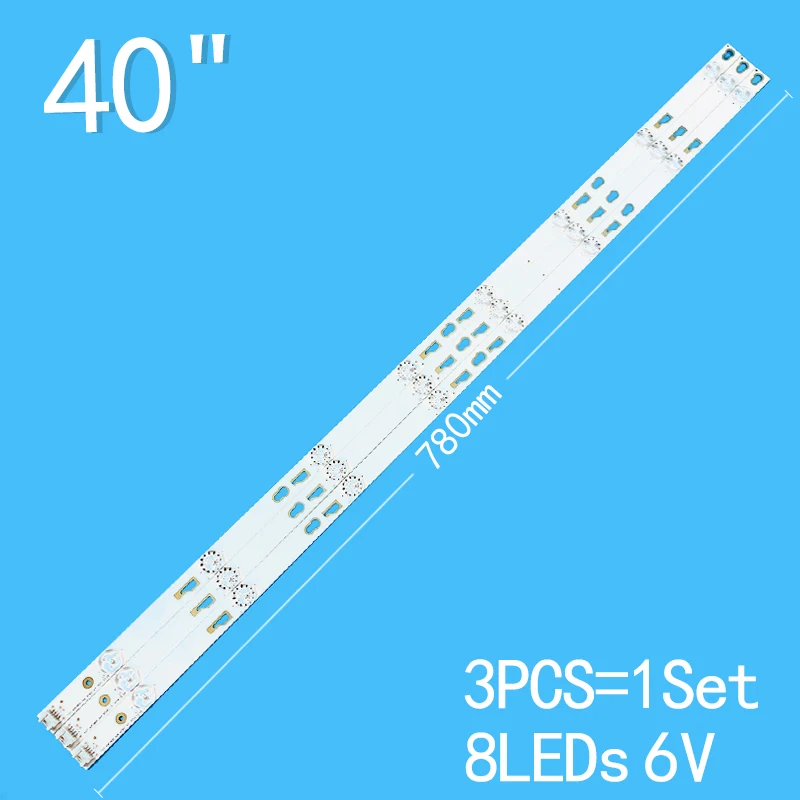 New 3PCS/lot 780mm 8LEDs 6V For TCL 40