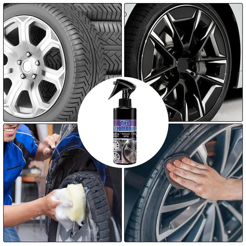 Tire Shine Spray 100ml High Shine & Durability Long-Lasting Coating Agent UV Protection Repels Dirt & Water Coating Agent