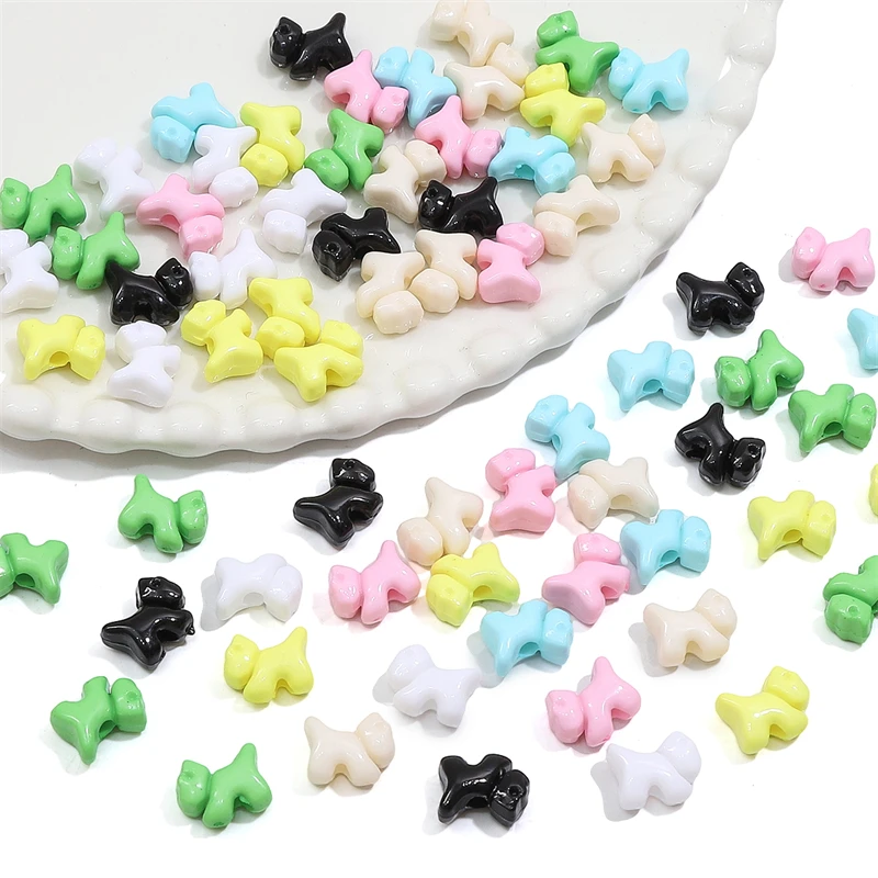 50pcs 12x10mm Animal Cute Dog Beads Acrylic Loose Beads DIY 2.5mm Hole for Keychain Bracelet Jewelry Making Accessories