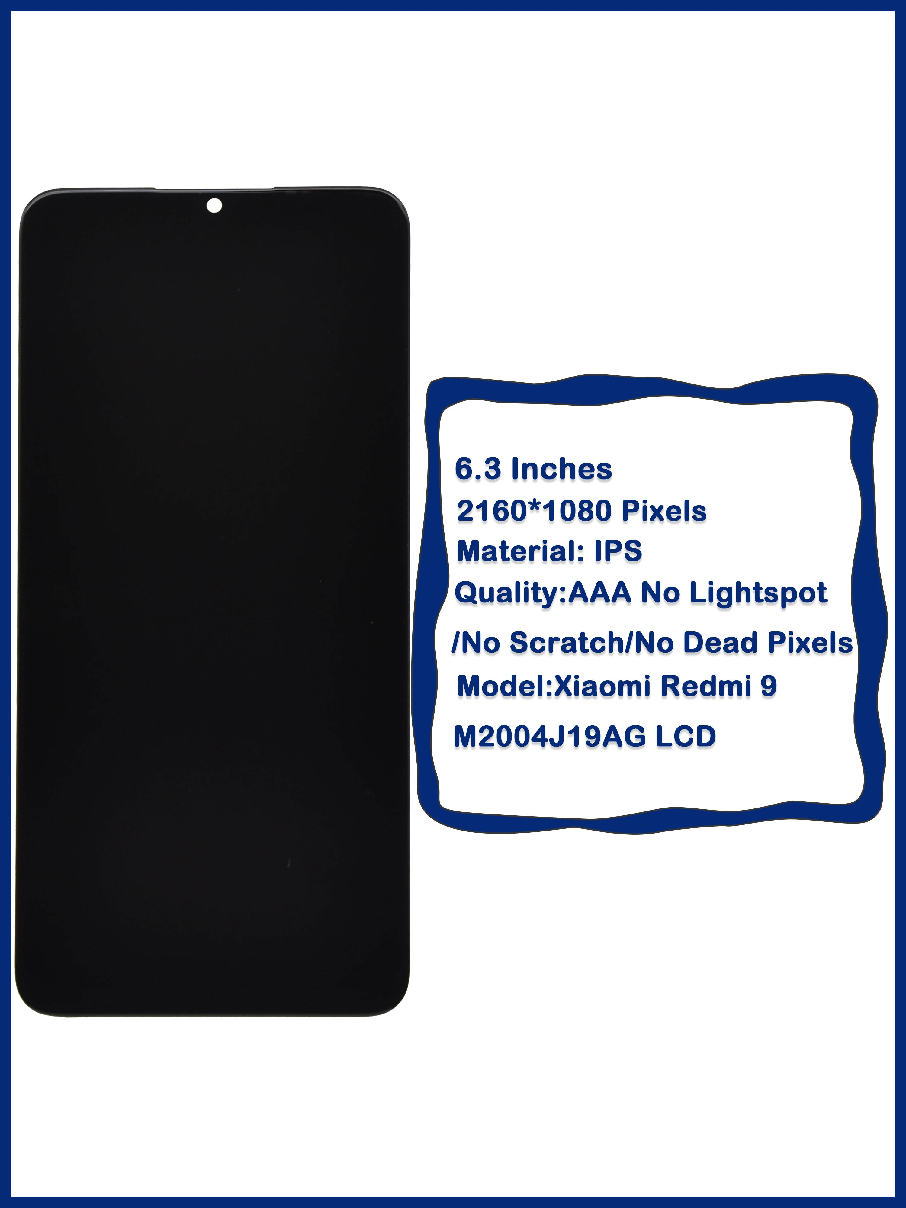 Remplacement de l\'assemblage du numériseur d\'écran tactile LCD pour Xiaomi Redmi 9, M2004J19AG, 6.53\