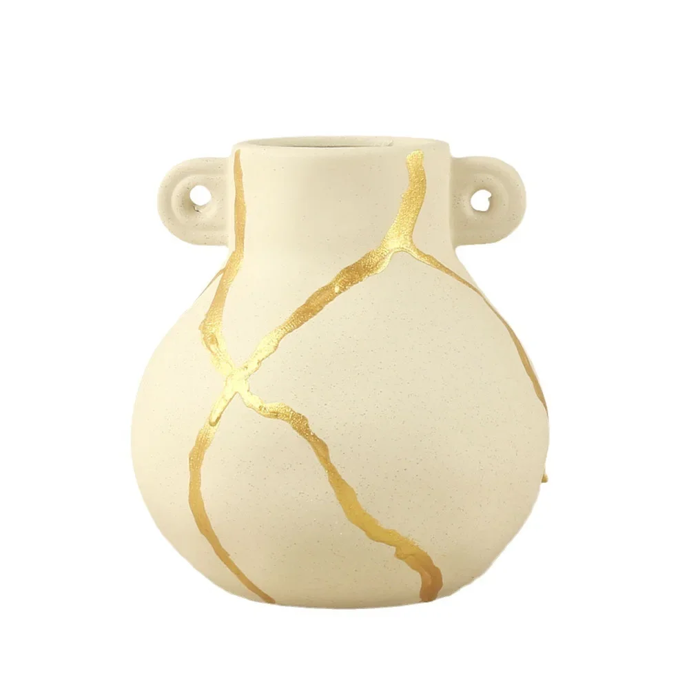 

Matte Matte Hand-painted Gold-plated Creative Home Flower Vase Foyer Living Room Desktop Decoration Ornament