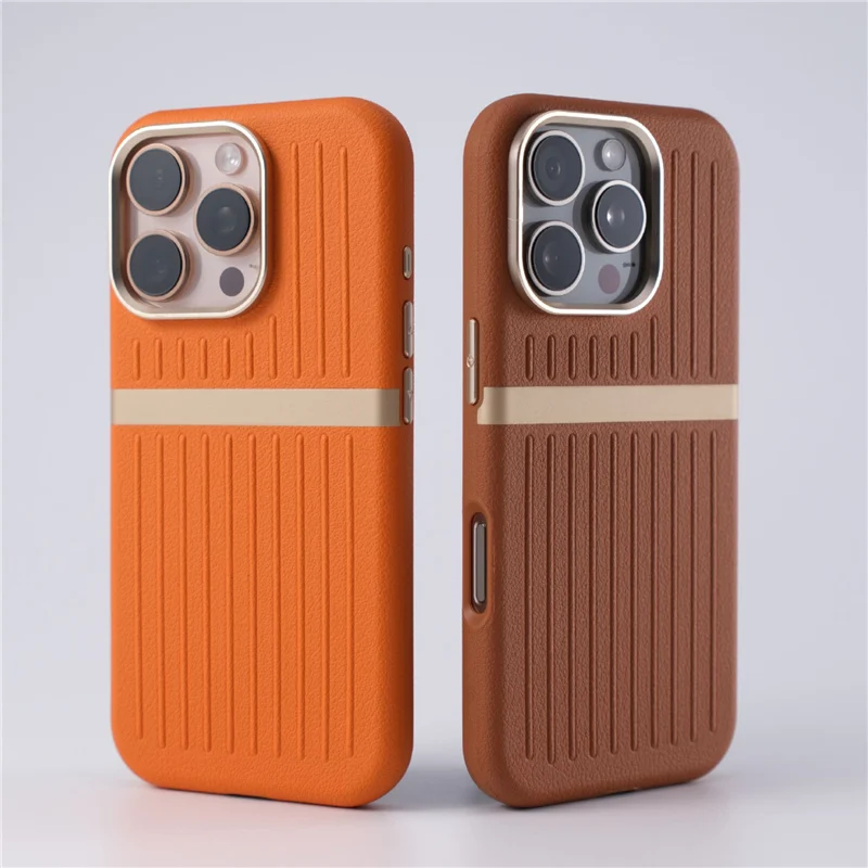 

Роскошный чемодан из искусственной кожи с узором для магнитного чехла Magsafe для iPhone 17, Air 16 Pro, 15, 17 Pro Max, задняя крышка с беспроводной зарядкой