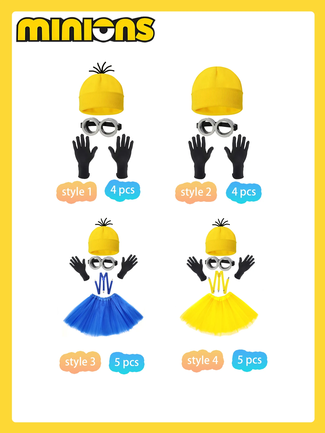 4/6 قطعة MINISO Minions ليتل الأصفر قبعة قفازات مجموعة هالوين زي الدعائم تأثيري لعب الأدوار ، أفضل هدية عطلة للجيد