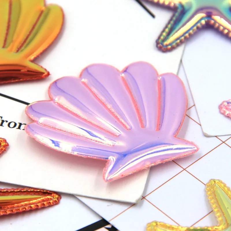 Pu Shiny Shell Padded Appliques, Cake Insert Cards, Children Hair Clip Accessories, DIY Kid Patches, 30Pcs Lot