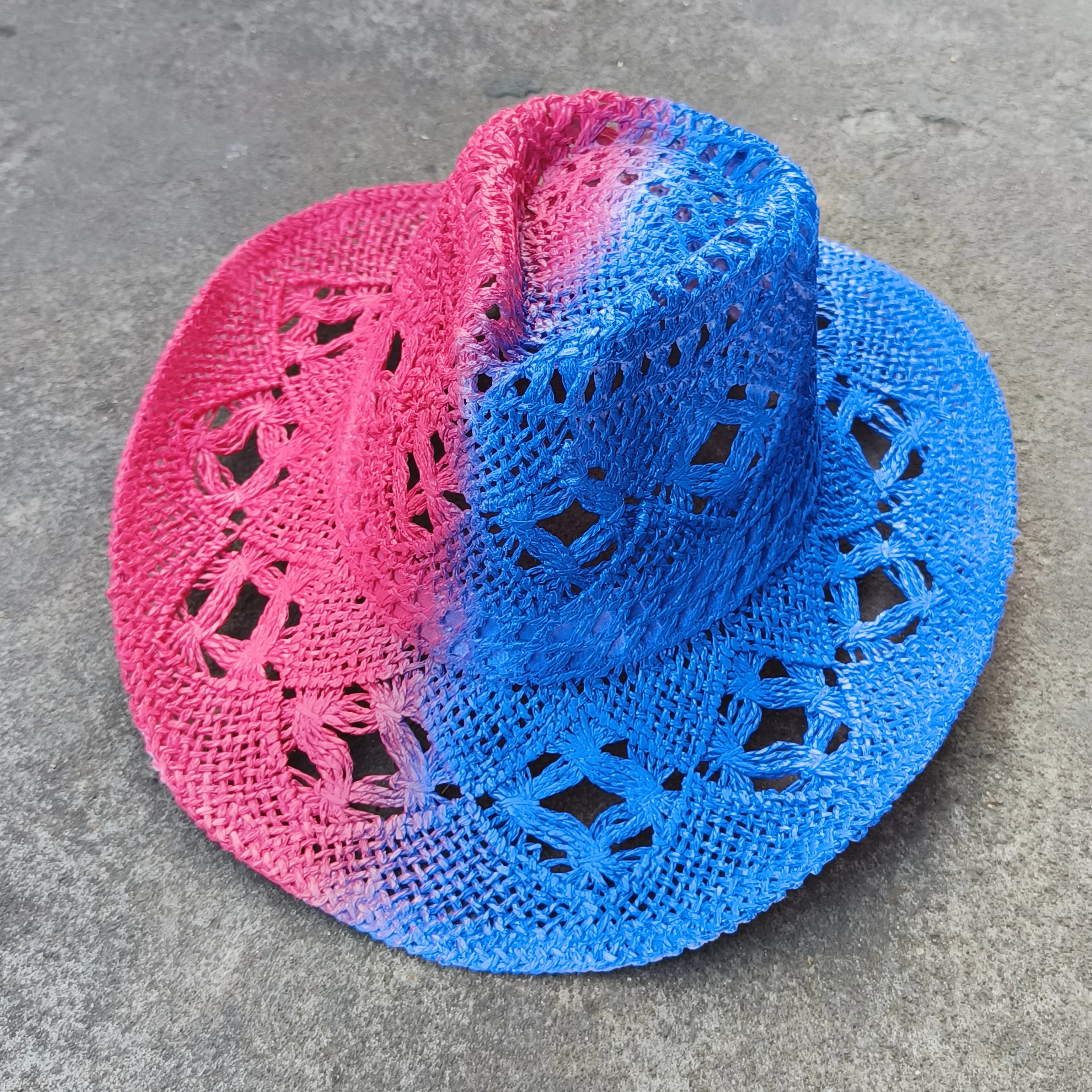 Western Cowboy Straw hat Hollow women Fashion Handknitted straw hat Party Outdoor summer cowboy Sunshade sombrero vaquero hombre