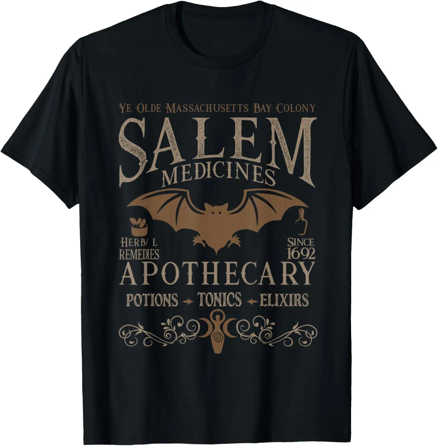 Retro Gothic Salem Witch Massachusetts Apothecary Halloween T-Shirt