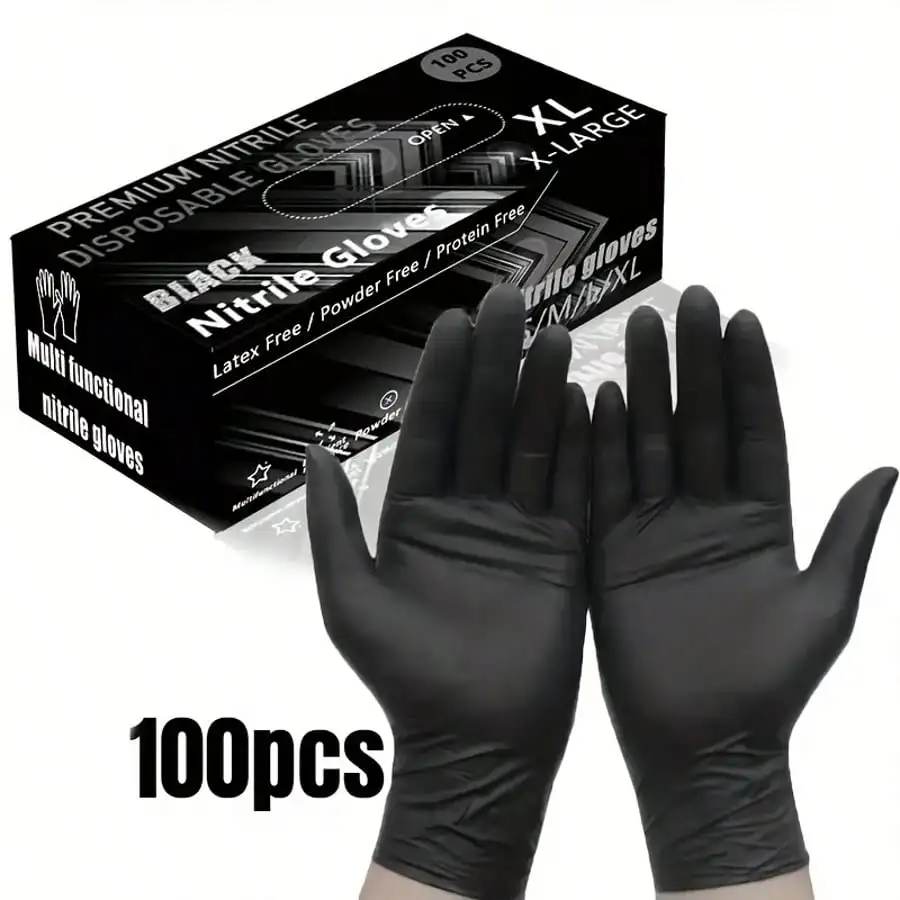 100 قطعة من قفازات النايلون شديدة التحمل للاستعمال مرة واحدة - خالية من مادة BPA واللاتكس، مقاومة للماء، مقاومة للكحول، مناسبة لتنظيف المنزل #1