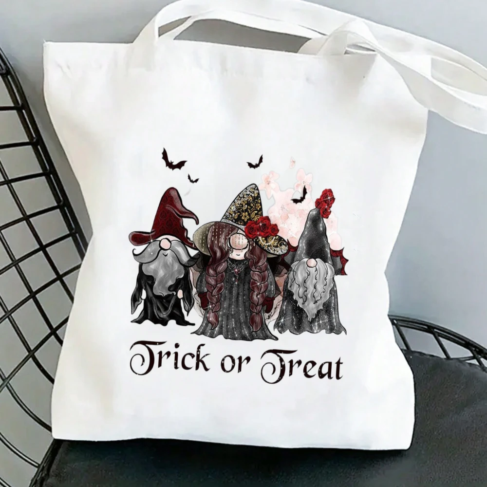 

Halloween Canvas Tote Bag Fashionable Initial Print Handbag for Women, Teens Ideal for Outdoor, Picnic, Party Favors
