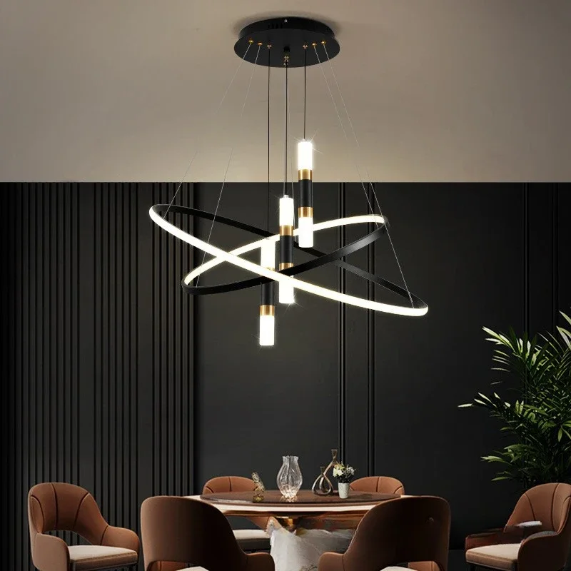 Modern Led Lights Dining Room Decor Chandeliers Simple Ring Living Bedroom Lights Home Indoor Lighting Decorative Pendant Lamps