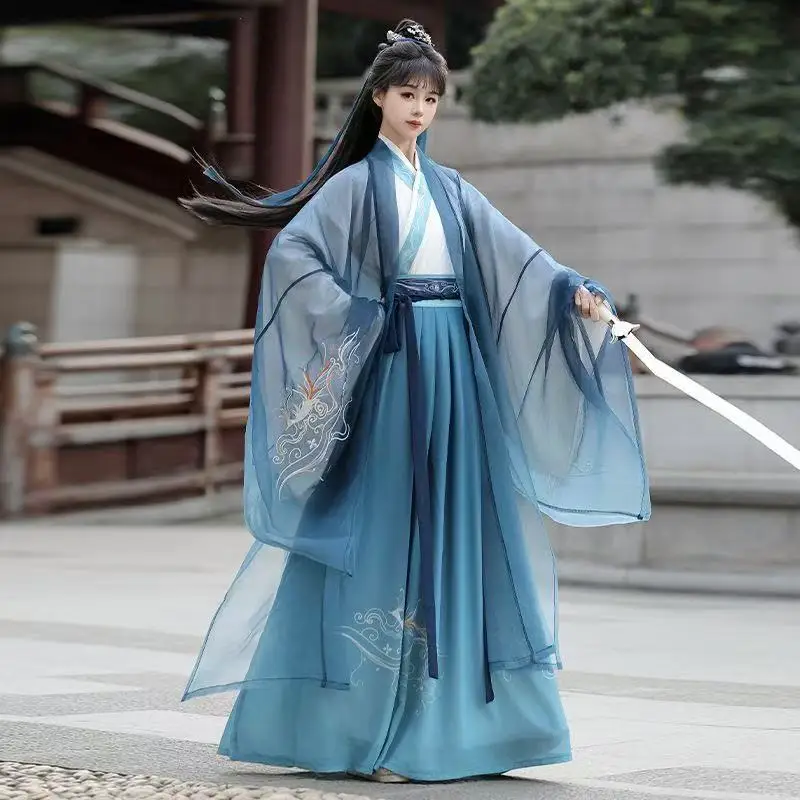 

Classic Phoenix Elements Embroidery Hanfu Men Women Song Dynasty Cross Collar Costume Halloween Fairy Cosplay Clothing Carnival