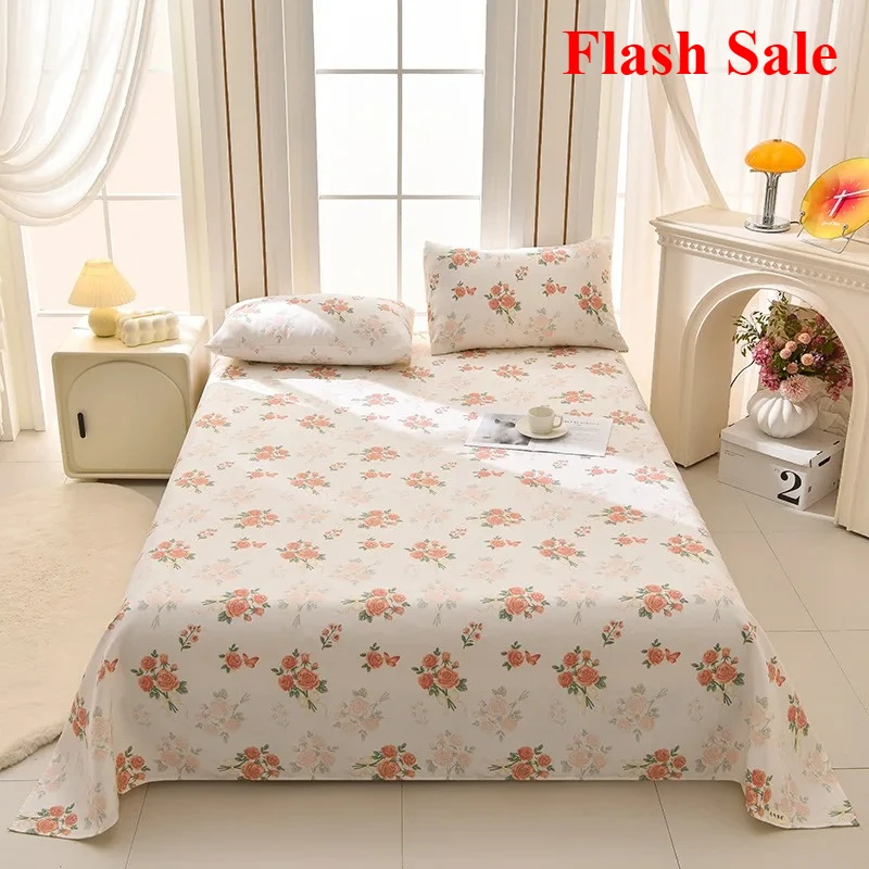 

2025 new raw cotton old coarse cloth mat bed sheet 3-piece set thickened striped printing household breathable mat soft mat
