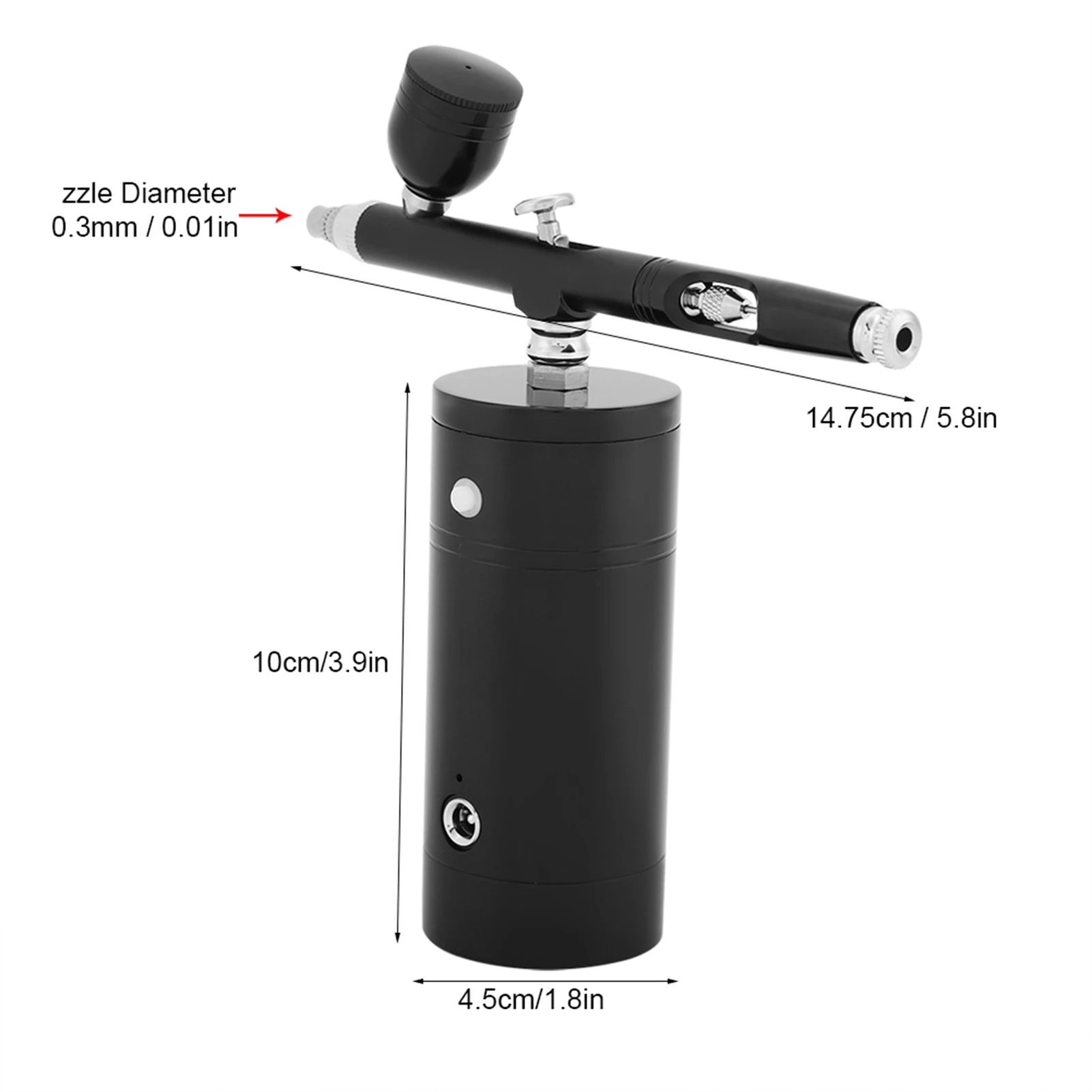 【New】0.3mm Black Mini Air Compressor Spray Gun  Set 7CC Capacity Set USB Powered 8.4V Mini Air Compressor