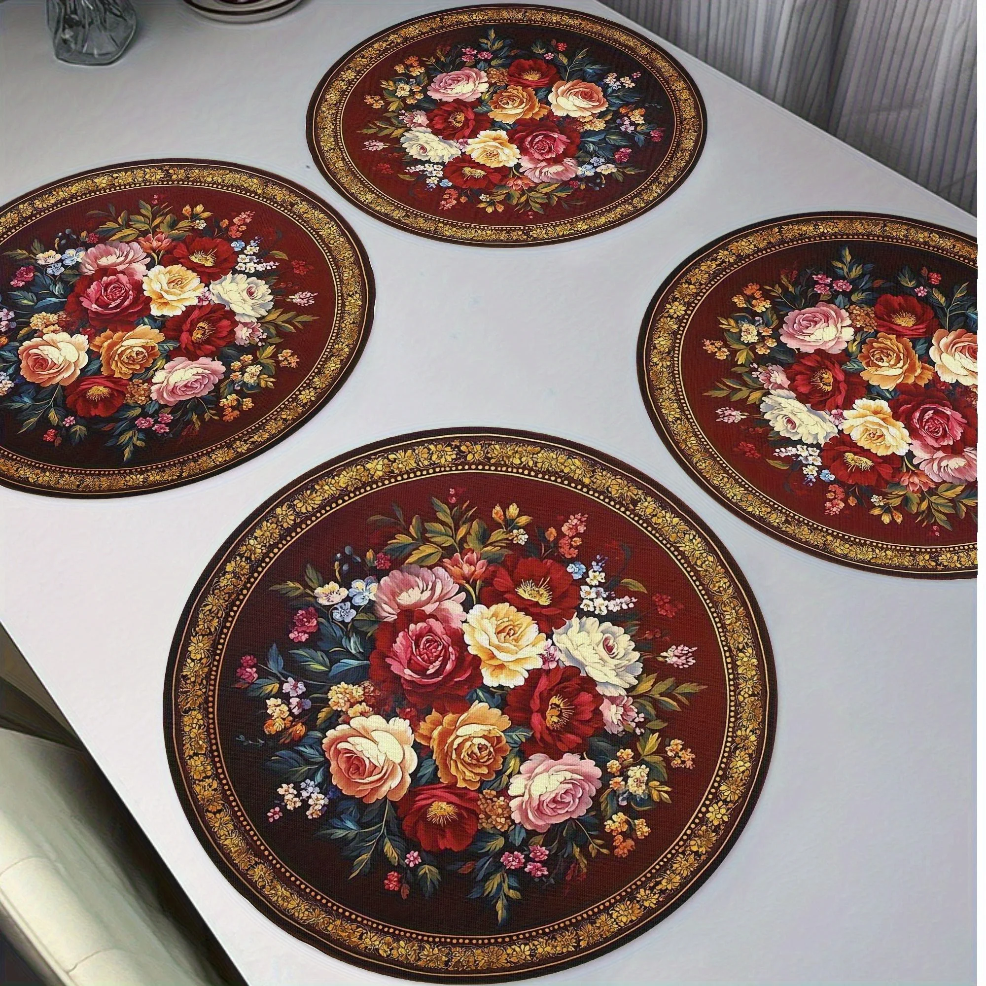 VIKAMA 4PCS Christmas Placemats for Family Gatherings, Western-Style Dining Holiday Parties Table Decorations and Accessories