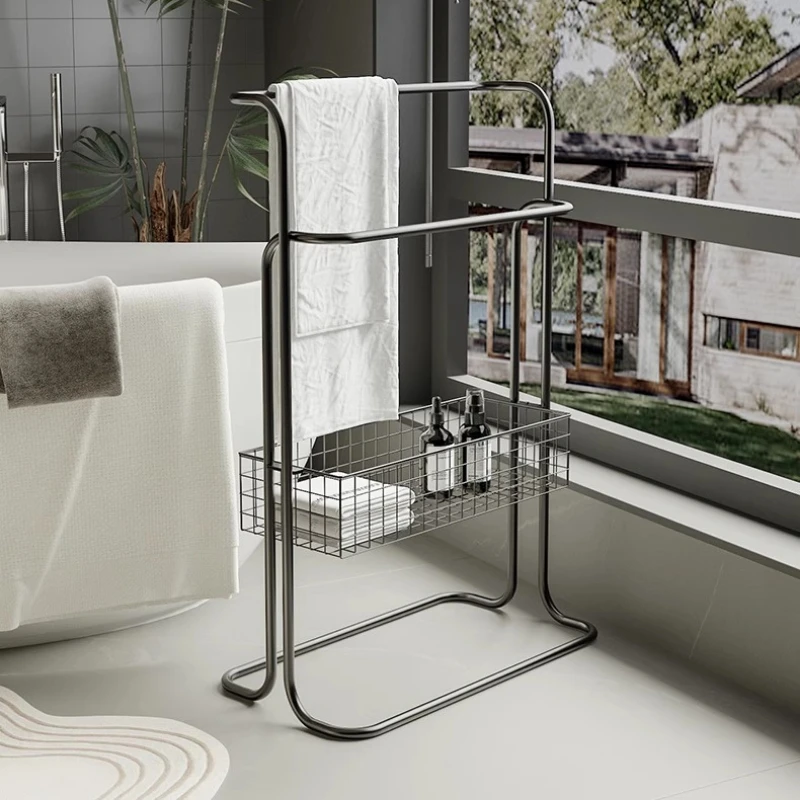 

‌Scandinavian Minimalist Towel Holder, Stainless Steel Floor Organizer, Non-Slip Bathroom Rack, Multi-Tier Spa Storage Stand