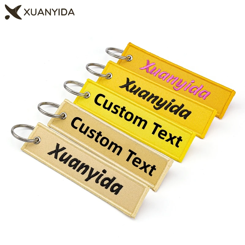 Customized Embroidered Keychain Embroidery Key Tags Label Key Chain Custom Name Letter Logo Pattern Car Key Holder best quality