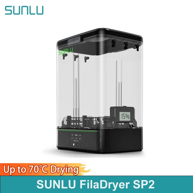

Официальная сушилка для нити SUNLU FilaDryer SP2, комбинированная сушилка для нити 2-в-1 с коробкой для хранения, до 70 ℃ (158 ° F) Сушка и бесшовное хранилище