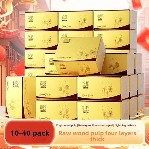 10-40 pacotes pequenos de papel de polpa de madeira, 4 camadas de espessura, 160 folhas/pacote, 40 pacotes/pacote, guardanapos, papel de tecido, papel higiênico