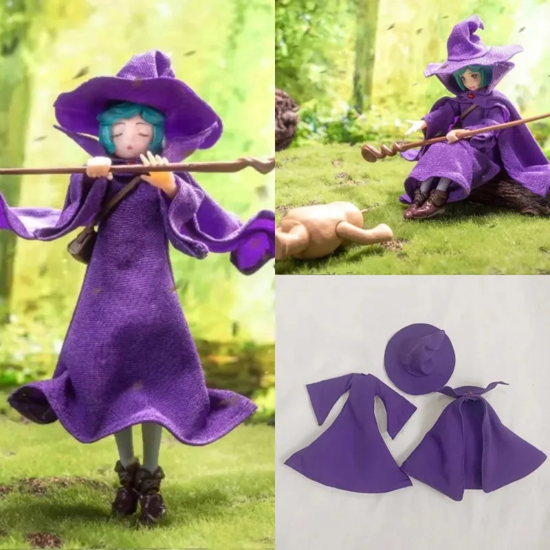 

In Stock 1/12 Scale Hobbies Purple Dress Cape Cloak Magic Hat Suit Clothes Model for 6Inch Toy Figures SHF Toys Accessories