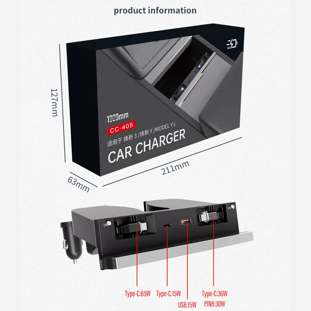 USB-Hub-Ladegerät für Tesla Model Y Juniper 2025-2026 & Model 3 Highland 2024-2026 Mittelkonsolen-Dockingstation Zubehör – Detail 21
