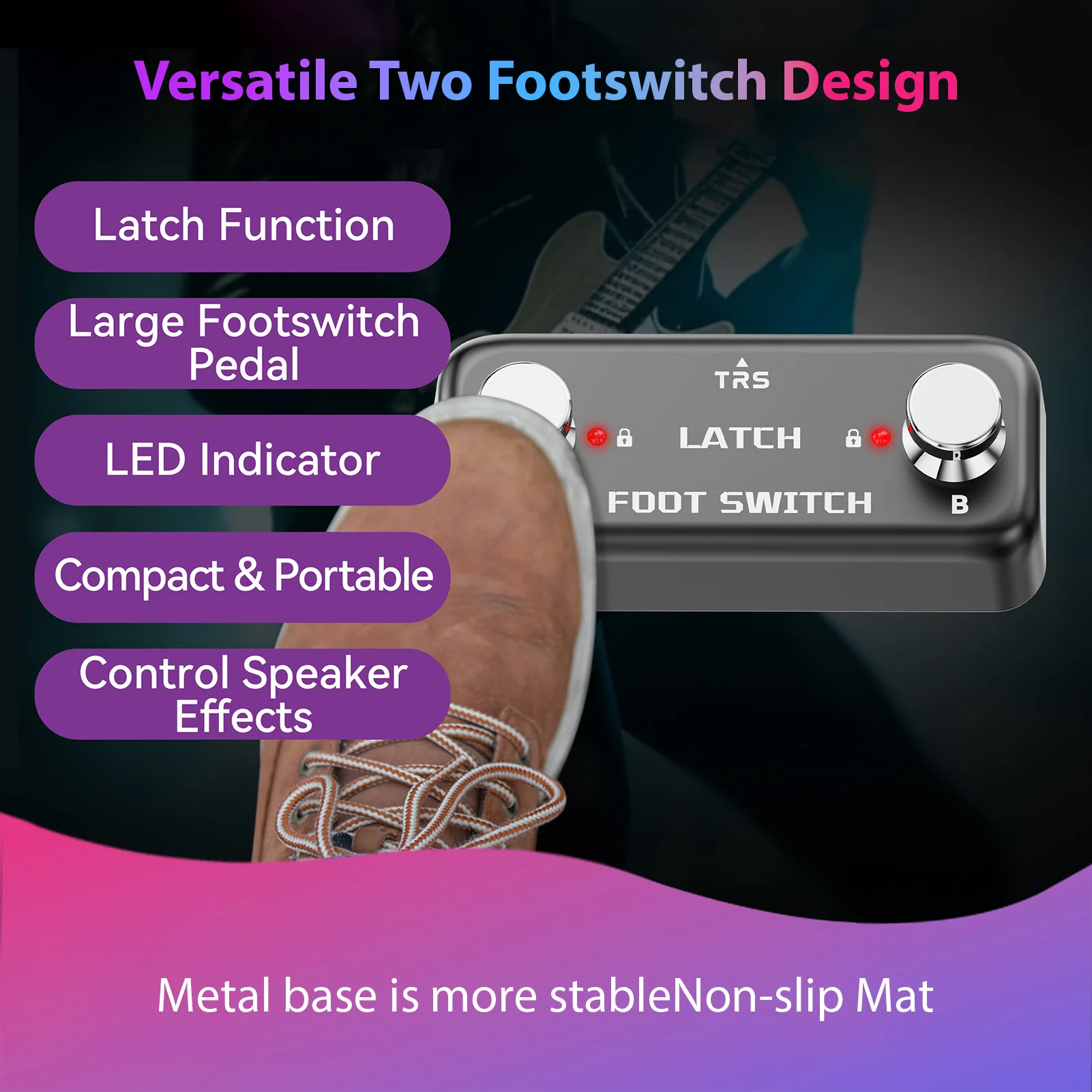 2 Footswitch دواسة تأثير تحكم دواسة AB قناة Footswitch ث قفل مؤشر LED الإضاءة 6.35 مللي متر ستيريو المدخلات التوصيل اللعب
