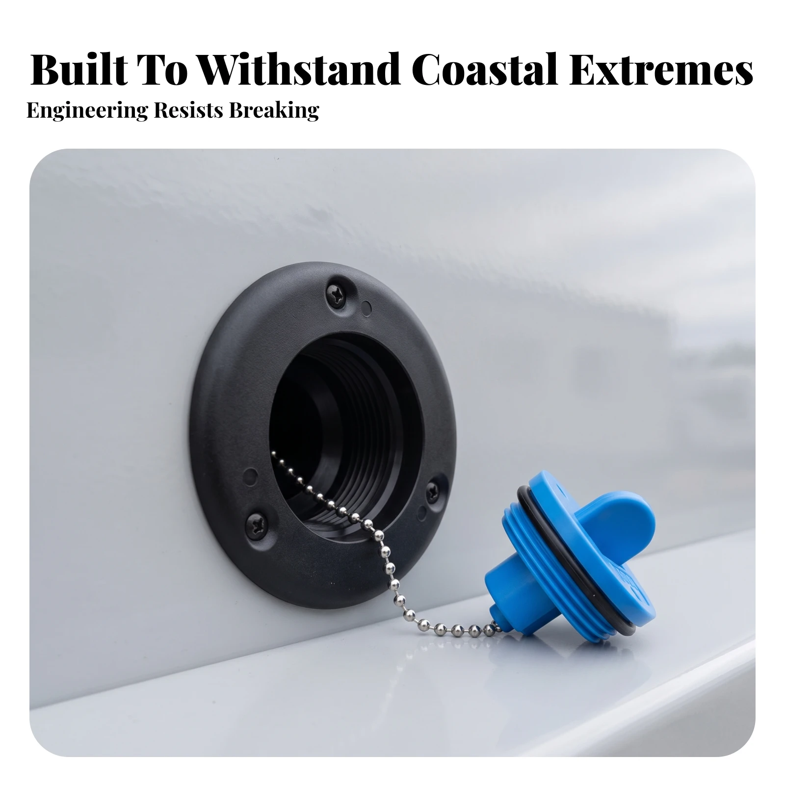 Tank Filler Cap with Tether Chain Screw-on Deck Fill Cap with Tether Long-Lasting Hard-Shell for RV Owners