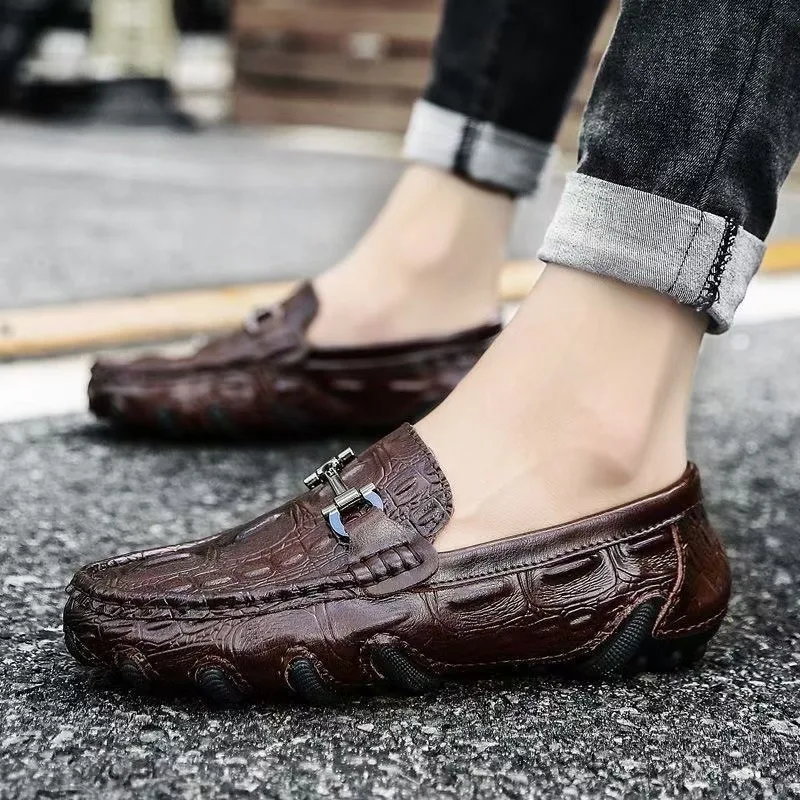 black brown loafers shoes for man crocodile shoes man wholesale