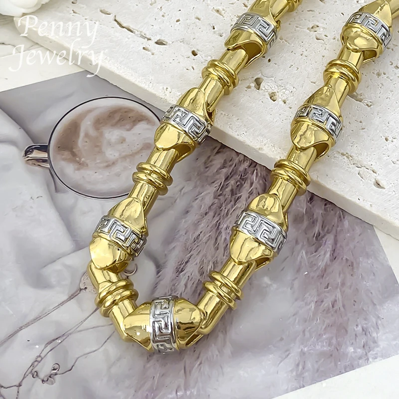 Two Tones Top Quanlity 24inch Golden Chian Necklace Hip Hop Jewelry Set for Men Engagement Jewellery for Party Wedding Gifts