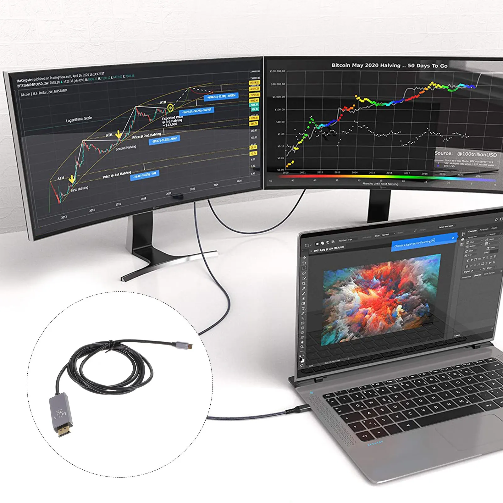 

6-дюймовый кабель-адаптер USB-C на DisplayPort 1.4 для устройств с портом USB-C, подключение к 4K монитору/проектору, синхронизация видео и аудио