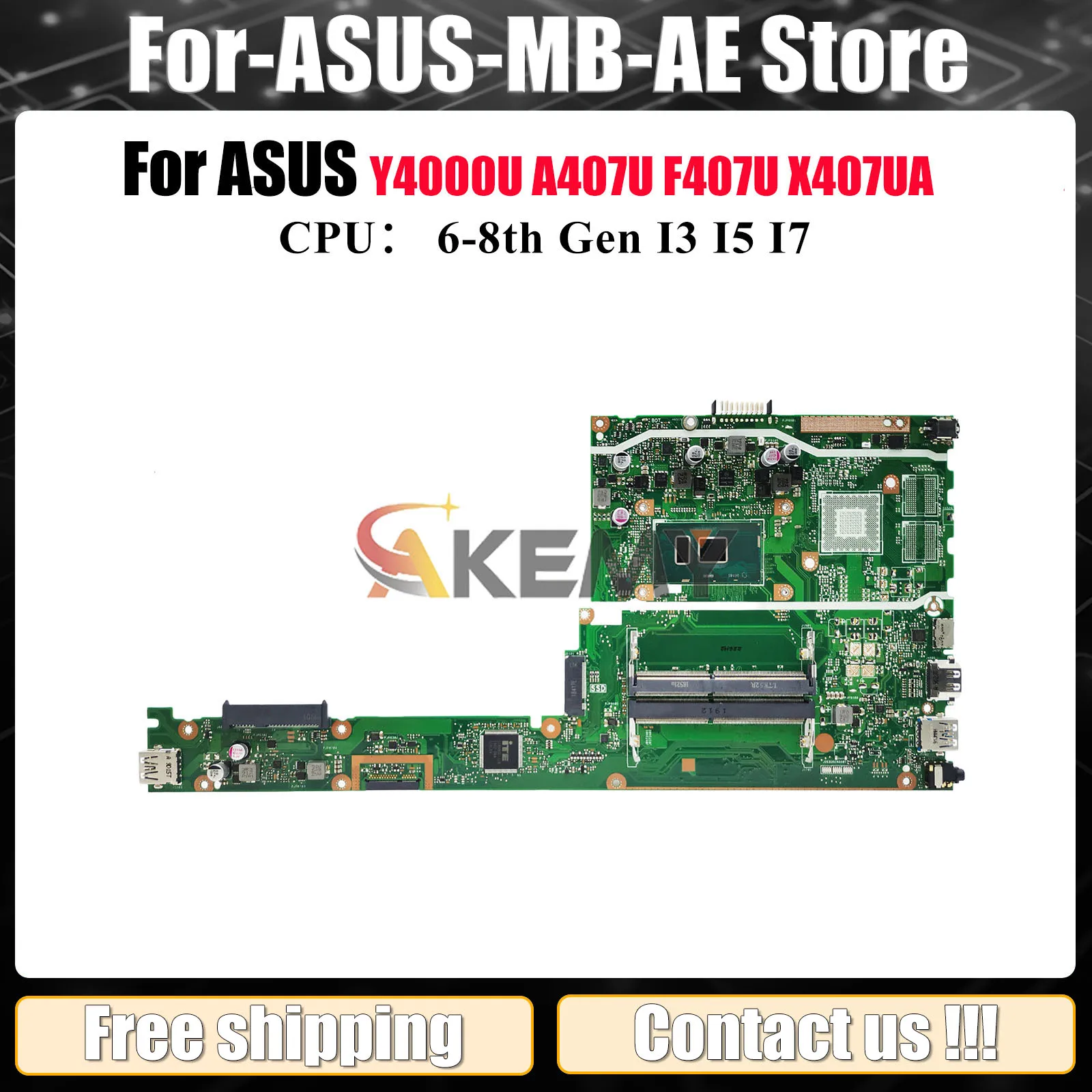 

X407UA Материнская плата для ноутбука ASUS Y4000U A407U X407UA X407UAR F407U X407UB X407UBR X407U X407UF X407UV Материнская плата I3 I5 I7 CPU