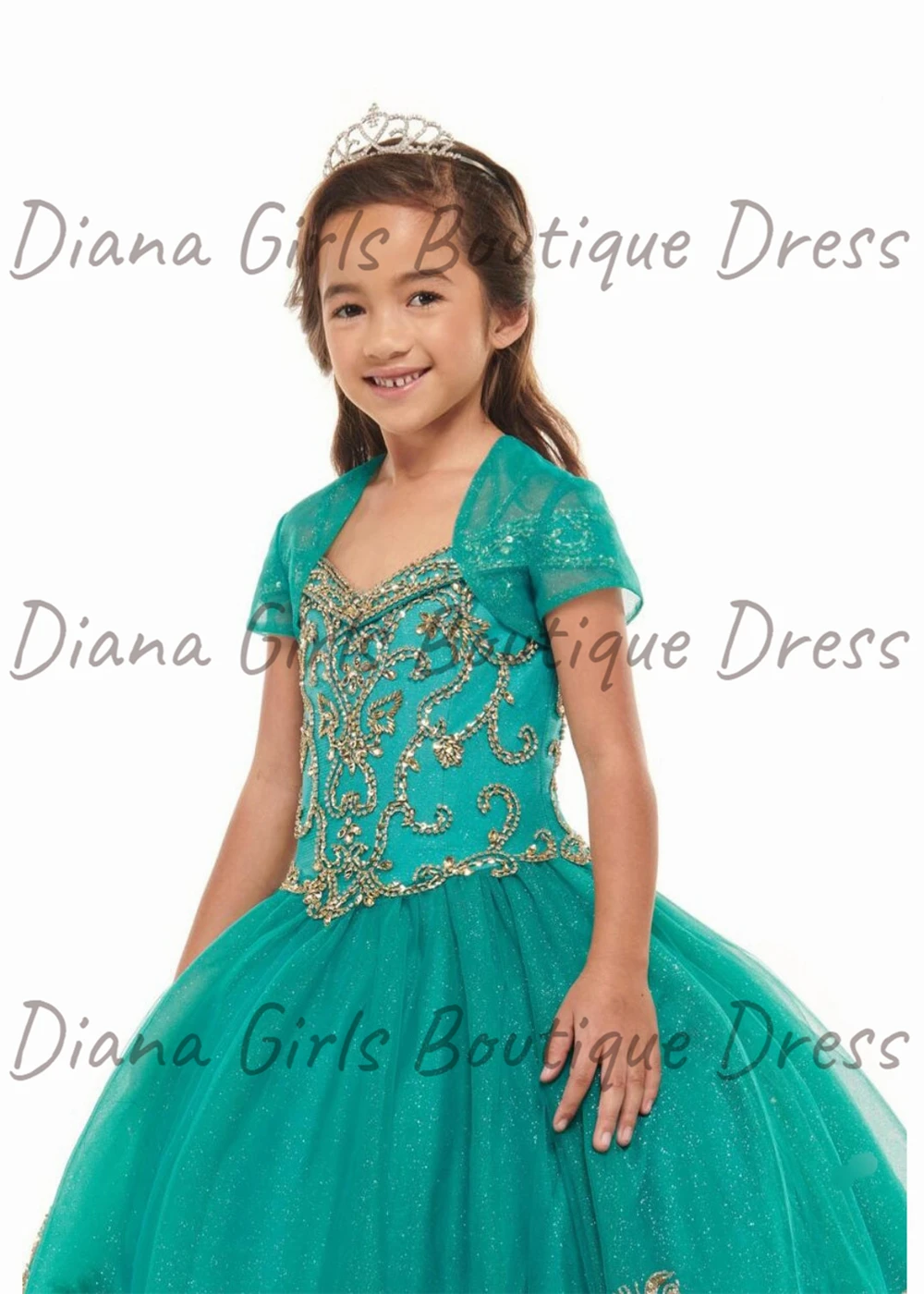 Robe de Rhluxueuse à paillettes pour enfants, robe de demoiselle d'honneur verte, robes de mariée, manches courtes, fête de Rh, anniversaire, princesse, quoi que ce soit