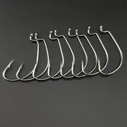 5pcs/lot Fishing Offset Hook Carbon Steel Jig Hooks Big Crank Bass Hook Crank Barbed Hook For Soft  Fishing Lure Pesca