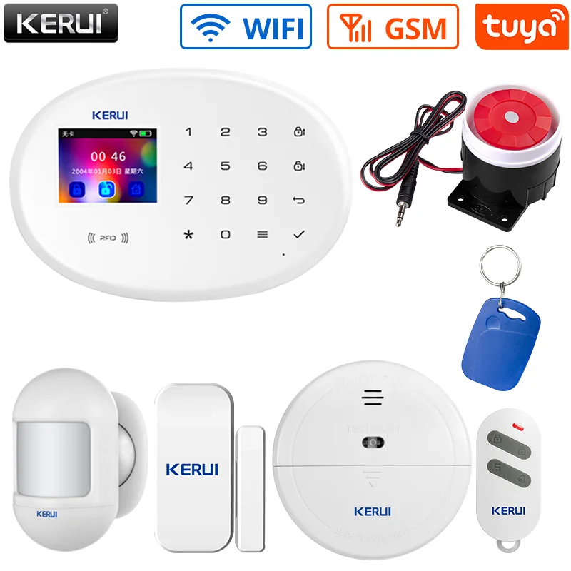 

Система сигнализации KERUI W204, Wi-Fi, GSM, 4G, дистанционное управление через приложение, цветной экран, сенсорная клавиатура, движение комплект для беспроводной сигнализации