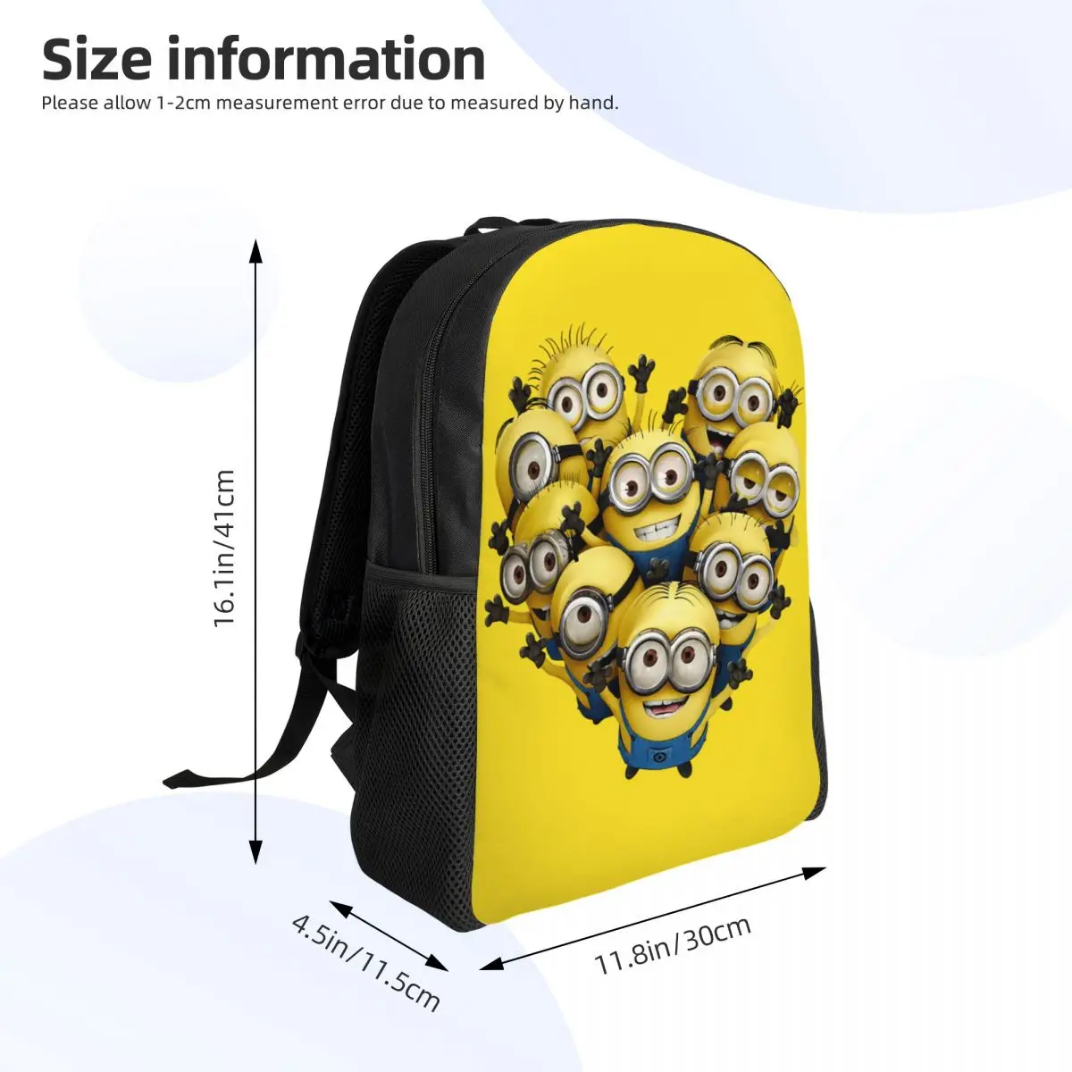 Niestandardowe miniony Cartoon Heart plecaki dla mężczyzn kobiety szkoła student Bookbag pasuje do 15-calowych toreb na laptopa