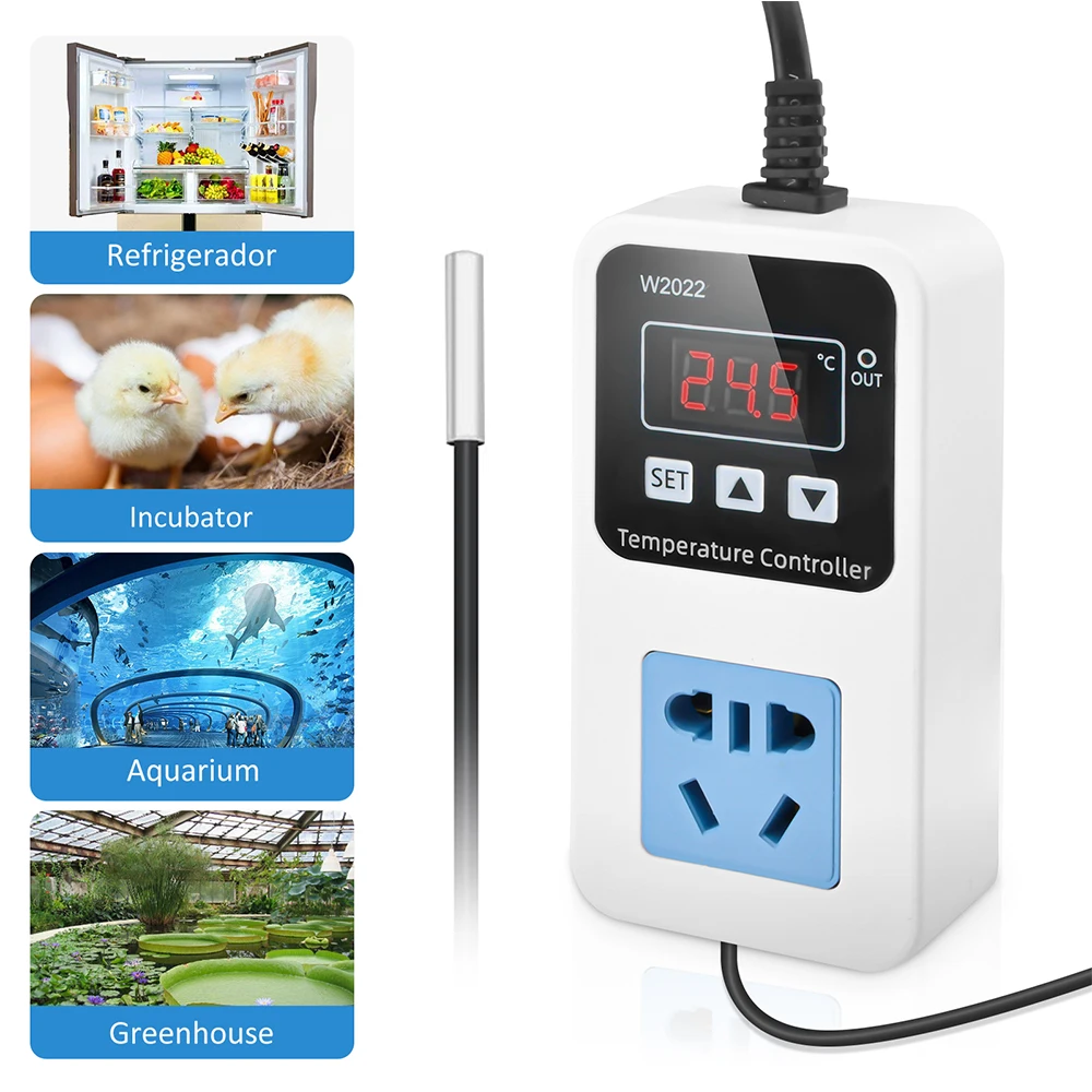 1500W Elektronische Temperatuur Vochtigheid Controller Socket Muur Gemonteerde Waterdichte Sensor Slimme Temperatuur Vochtigheid Controle Schakelaar