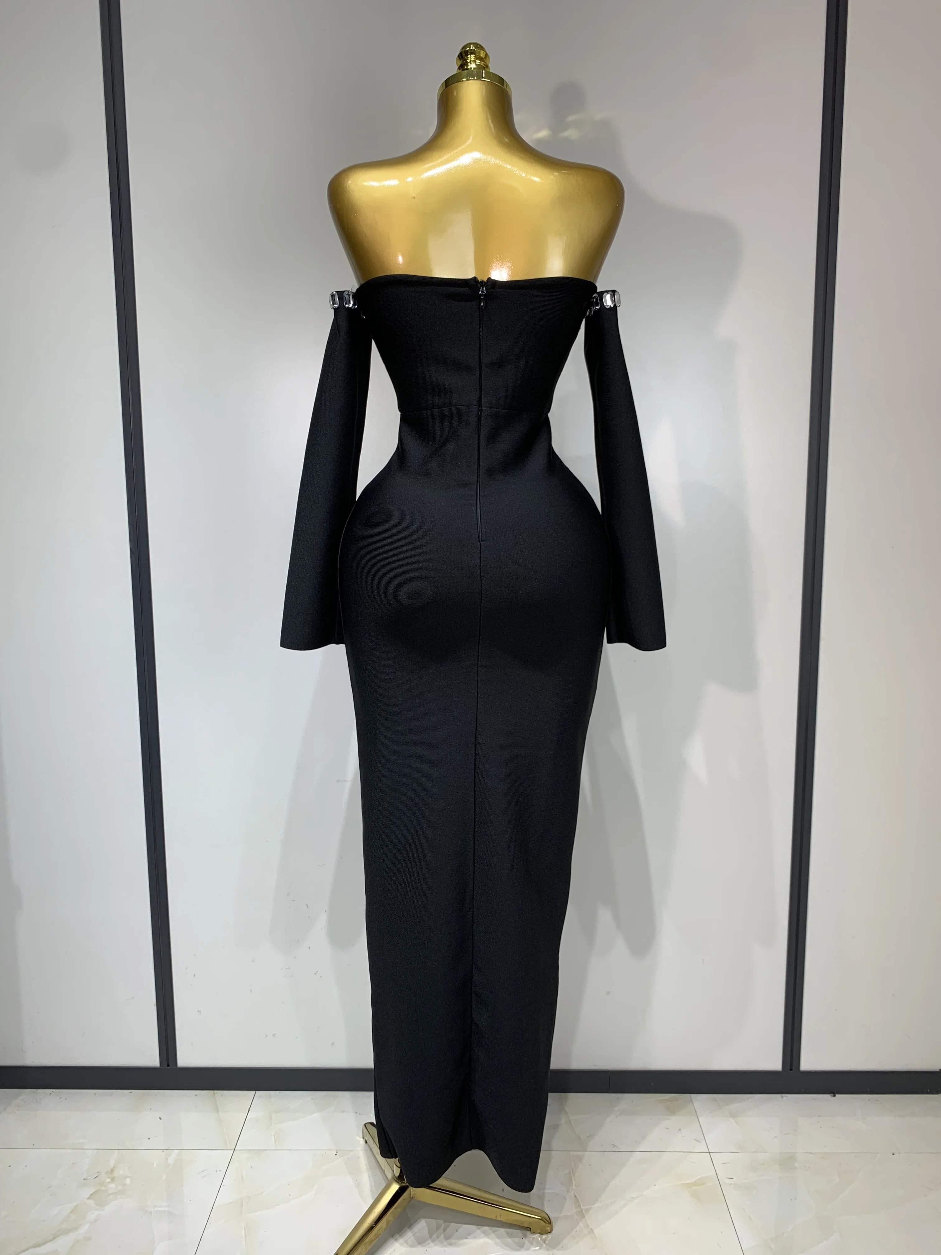Celebrity Elegant Crystal Diamond Bandage Dress Women Off The Shoulder Long  Sleeve Evening Party Luxury Birthday Club Dresses - AliExpress 200000345