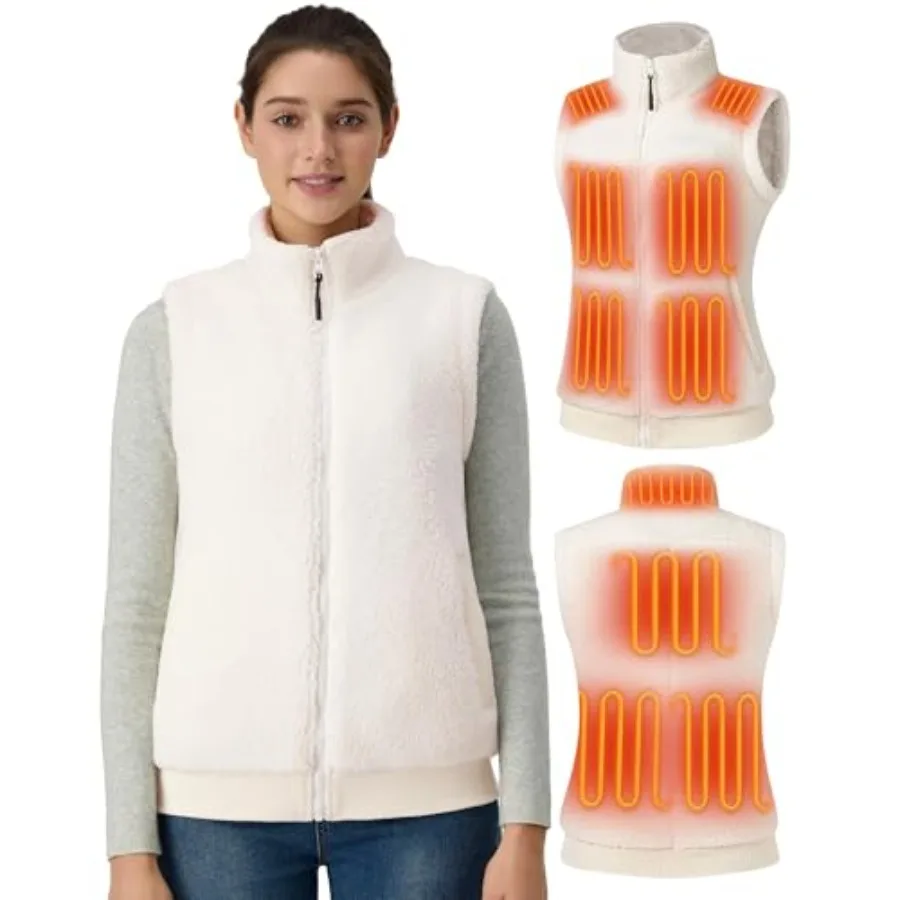 

Topdot Fuzzy Fleece Heated Vest for Women with 16000mAh 7.4V Battery Ergonomic 10 Heating Zones Women's Heated Vest