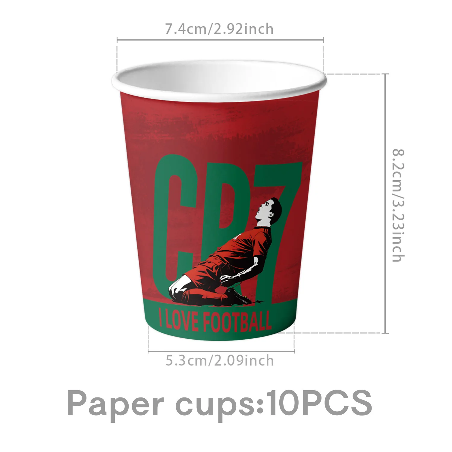 Portugal Fußball Geburtstagsparty Dekoration Fußball Tischgeschirr Tischdecke Teller Becher Serviette Tasche Fußballstar Partyzubehör – Detail 8
